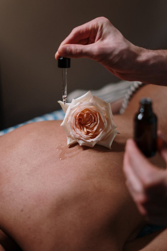A calming spa experience with rose-infused massage oils for relaxation and skincare.